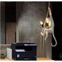 CHABEI Loft Vintage Resin Hemp Rope Monkey Pendant Light Fixture Chandelier Industrial Retro E26 Edison Ceiling Pendant Lamp for Dining Living Room Bedroom Bar Cafe (White)