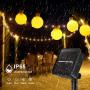 Solar String Lights, 60LED Solar Lights Outdoor 8 Modes &35.6ft Waterproof Outdoor Lights Globe Crystal Balls Decorative Lighting Fairy Lights for Party Wedding Christmas Yard Decoration