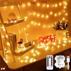 Globe String Lights for Bedroom Battery - 33ft 100 Led String Lights with Remote Controller,Battery Operated String Lights,Decorative Lights for Party/Wedding Outdoor/Indoor Garden,Christmas Lights