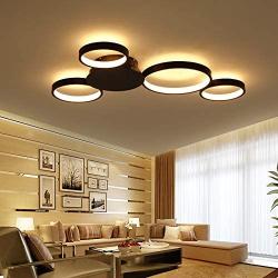 LightInTheBox Dimmable with Remote Control LED 4 Ring Ceiling Lighting Fixture Flush Mount Circular Round Chandeliers Lamp for Dining Room, Bedroom 4900LM 3000-6000K (Dimmable with Remote Control)