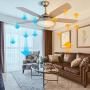 TFCFL 52'' Tropicalfan Ceiling Fan Chandelier with Remote Control and 5 Reversible Blades LED Dimmable Fan Modern and Simple Light Dimmable Timing for Home Decoration Living Room Bedroom,Champagne Gold