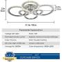 Garwarm LED Ceiling Lamp 76W Modern Close to Ceiling Light Dimmable 6 Rings Ceiling Chandelier for Living Room Bedroom,Chrome