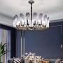 Glass Ceiling Lights,10 Lights Ceiling Lighting, Designer Chandelier Peacock Feather Creative Clear Glass Lampshade Contemporary Living Room Lamp, Luxurious Post-Modern Funky Dining Room Villa Lamp