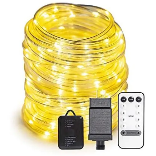 ANJAYLIA 66FT 200 LED Rope Lights Outdoor Plug in String Lights with Timer Remote Control Waterproof Rope Lighting for Outdoor, Party, Christmas, Garden, Patio, Wedding (Warm White) ANJAYLIA 66FT 200 LED Rope Lights Outdoor Plug in String Lights with Timer Remote Control Waterproof Rope Lighting for Outdoor, Party, Christmas, Garden, Patio, Wedding (Warm White)