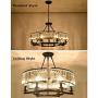 KALRI Modern Round Island Crystal Chandelier 6 Lights Flush Mount Pendant Ceiling Light Fixture for Dining Room Kitchen Living Room W25.2'' x H19.7''