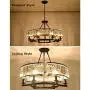KALRI Modern Round Island Crystal Chandelier 6 Lights Flush Mount Pendant Ceiling Light Fixture for Dining Room Kitchen Living Room W25.2'' x H19.7''