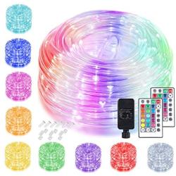 200 LED Rope Lights Outdoor String Lights Plug in, 66ft 16 Colors Changing Waterproof Fairy Lights with Remote Control Timer Rope Lighting for Garden Patio Wedding Party Christmas Outdoor Decorations