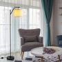 Tangkula Floor Lamp for Living Room, Mid Century Tall Pole Lamp with Arc Hanging Shade, Foot Switch & Metal Base, Indoor Reading Standing Light for Living Room Bedroom Office, LED Bulb Not Included