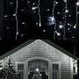 WATERGLIDE 360 LED Christmas Icicle Lights Outdoor Dripping Icicle String Light, 29.5ft 8 Modes Curtain Fairy Lights with 60 Drops, Indoor Xmas Holiday Wedding Party Decorations, Cool White