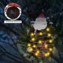 Christmas Hanging Solar Lanterns, 2 Pack Outdoor Waterproof Pathway Lights Santa Decor Pineapple Lights, Led Spiral Lantern Light for Garden Pathway Yard Driveway Porch Walkway Patio Warm White