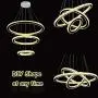 Antilisha Modern Crystal Chandelier Lighting Ceiling Dining Living Room Chandeliers Contemporary Led Light Fixtures Long Round 3-Ring Foyer Girls Bedroom Pendant Lights Warm White