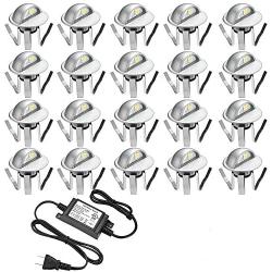 Pack of 20 Low Voltage LED Deck Light Kit Φ1.38'' Waterproof Outdoor Step Stairs Garden Yard Patio Landscape Decor Lighting Warm White Lamp