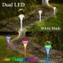 pearlstar Solar Lights Outdoor Garden Pathway Lights LED Landscape Lighting Waterproof for Path Lawn Patio Yard Walkway Driveway,4 LED Bulbs& 2 Lights Effect,White&Color Changing Light(6pack-mushroom)