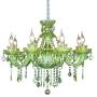 LAKIQ Crystal Modern Chandelier Lighting Fixtures Living Room Bedroom Hanging Pendant Light Candle Candelabras Shape Length Adjustable for Dining Room (Green, 6 Lights)