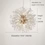 CROSSIO Dandelion Firework Crystal Chandelier Sputnik LED Lighting Stainless Steel Pendant Ceiling Light Fixture for Dining Room Kitchen Island Bedroom (Silver, 19.6 Inch)