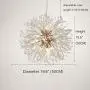 CROSSIO Dandelion Firework Crystal Chandelier Sputnik LED Lighting Stainless Steel Pendant Ceiling Light Fixture for Dining Room Kitchen Island Bedroom (Silver, 19.6 Inch)