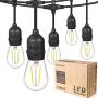 VISTERLITE 2 Pack 48FT LED Outdoor String Lights, Commercial Grade Patio Lights Heavy Duty Hanging Lights with 2W Dimmable Shatterproof Edison Bulbs for Backyard