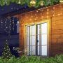 Qunlight 300L LED Icicle Lights, Warm White Window Curtain Lights,8 Modes with 30V Plug in for Wedding, Party, Bedroom, Home, Garden, Outdoor, Indoor Wall,Christmas Decorations,Connectable(Warm White)