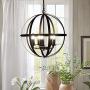 DLLT Industrial Pendant Lighting Fixture, Flexible Chandelier Hanging, Rustic 5 Light Flush Mount Ceiling Pendant Lamp for Kitchen, Dining Room, Living Room, Hallway, Bedroom, Entryway, E12 Base Gold