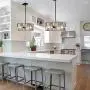 Artzone 3-Light Tiffany Style Pendant Lighting 14 inch Wide Square Contemporary Stained Glass Hanging Light Fixtures Chandelier Kitchen Lighting for Dining Room