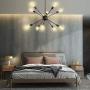 PUMING 10 Lights Black Sputnik Chandelier Modern Pendant Lighting Flush Mount Mid-Century Fixture Hanging Lamp for Bedroom Kitchen Dining Room