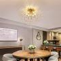 Garwarm Firework Chandeliers, 6-Lights Sputnik Ceiling Lamp Modern Semi Flush Mount Crystal Ceiling Lighting 24 Inch LED Ceiling Light Fixtures for Living Room Dining Room Gold, 4000K