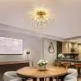 Garwarm Firework Chandeliers, 6-Lights Sputnik Ceiling Lamp Modern Semi Flush Mount Crystal Ceiling Lighting 24 Inch LED Ceiling Light Fixtures for Living Room Dining Room Gold, 4000K