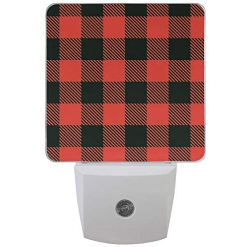 Pfrewn Merry Christmas Buffalo Plaid Night Light plug in Set of 2 for Kids Adults Boys Girls Babies,Snowman Snowflake Night lights Led Auto Motion Senor for Reading Bathroom Bedroom Nursery Decorative