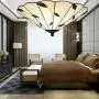 LITFAD Three Lights Flush Mount Ceiling Light with Leaf Theme, 16-Inch Wide Tiffany Style Ceiling Lamp White Glass Lampshape