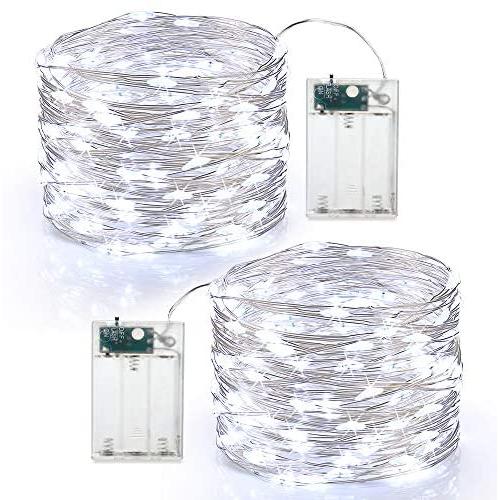 Brizled Battery Fairy Lights, 60 Led String Lights Cool White, 19.47ft Waterproof Twinkle Firefly Lights, Silver Wire Starry Lights for Bedroom, Indoor Outdoor, Party, Wedding, Dorm, Decor, 2 Pack