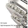 LUOLAX 42'' Modern Crystal Invisible Fan Blades Ceiling Fan with Light, Remote Control 3 Color Changes LED Chandelier Fan Lamp for Dinning Room, Bedroom, Living Room Decor (Style 1-Silver)