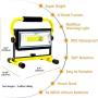 Rechargeable LED Work Light, Tresda 100W COB Portable Floodlight 3000 Lumens IP65 Waterproof Spotlight with Stand for Camping Garage Workshop Site Repairing Job Site Light (with 6 Batteries&Chargers)