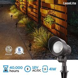 LEONLITE 4W LED Outdoor Landscape Spotlight, 12V Low Voltage Pathway Lights, IP65 Waterproof, Adjustable Path Lighting, Non-Dimmable, ETL Listed, Aluminum Housing, 3000K Warm White, Bronze, Pack of 6