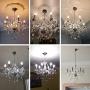 Beirio Modern Contemporary Elegant K9 Crystal Glass Chandelier Luxurious 6 Lights Pendant Ceiling Lighting Fixture for Living Room Bedroom and Dining Rome Chrome Easy to Install (21.7× 19.7 inch)