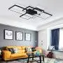 Modern LED Ceiling Lights Living Room Dining Room Ceiling Lighting Fixtures 3000-6500K Hanging Lamp Dimmable Remote Acrylic Rectangle Chandeliers Hotel Kitchen Bedroom Pendant Light,Black/105cm/65w