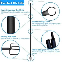 Brillihood Outside String Light Poles, 9ft Sturdy 4-Prong Fork Pole Stand for Hanging String Lights + Used for Patio, Backyard, Courtyard Garden, Christmas, Café Wedding Light Décor, 2-Pack