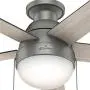 HUNTER 59270 Anslee Indoor Low Profile Ceiling Fan with LED Light and Pull Chain Control, 46'', Matte Silver