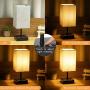 Touch Control Table Lamp, SOLMORE 3 Way Dimmable Bedside Table Lamp, with AC Outlet & 2 Charging USB Ports Fabric Shade Modern Lamp for Bedroom Office Living Room,60W Equivalent LED Bulb Included