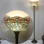 Tiffany Floor Lamp Torchiere Up Lighting W12H66 Sea Blue Stained Glass Crystal Bead Dragonfly Shade Antique Standing Iron Base 1E26 Foot Switch S147 WERFACTORY Lamps Home Office Decoration Gifts