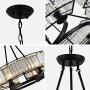 Crystal Chandelier Modern Retro Style Pendant Light Crystal Lampshade Chandelier Metal Hanging Ceiling Light Fixture Height Adjustable Hanging Lamp for Dining Living Rooms Kitchen E12