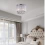 MO&OK Modern Mini Chandelier Net Yarn Drum White Crystal Ceiling Light 3 Light for Bedroom