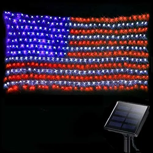 American Flag Lights Outdoor Solar Powered,420 Super Bright LEDs,6.5ft x 3.28ft,Waterproof Flag Net Light of The United States for Independence/National/Memorial Day,July 4th,Christmas Decoration American Flag Lights Outdoor Solar Powered,420 Super Bright LEDs,6.5ft x 3.28ft,Waterproof Flag Net Light of The United States for Independence/National/Memorial Day,July 4th,Christmas Decoration