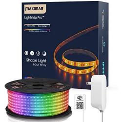 Maxonar LED Strip Lights Works with Alexa (16.4Ft/5M) WiFi Wireless Light Strips RGB Multicolor Waterproof IP65 Smart Phone Controlled DIY Kit Works with Amazon Echo Google Home Christmas Decoration