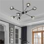 BOKT Mid Century Modern Chandelier 6 Lights Magic Bean Molecular Chandelier Globe Chandeliers Light Fixture for Living Room Restaurant Kitchen Island E26 Base (Smoke Grey, 8 Lights)
