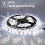 Solar LED Strip Lights Outdoor, 5m/16.4 feet 150 LED Solar String Lights, 2 Modes, Auto ON/Off Light Strips for Garden Patio Pool Christmas Tree Bushes Wall Decoration,Waterproof (White)
