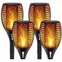 DIKAIDA 4PCs Solar Torch Lights, Upgrade Outdoor Tiki Light, 96 LED Waterproof Flickering Flame Torches, Landscape Decoration Lighting, Auto On/Off Dusk to Dawn