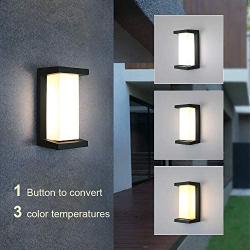 Shinbeam Outdoor Wall Porch Lights,Led Wall Sconces,IP65 Waterproof Lighting Fixture ,3-Color-Changeable Wall Fixture,Warm White Cold White and Nature White Color(Black)