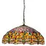 18Inches Dragonfly Tiffany Style Pendant Light,Handmade Stained Glass Lamp Shade, Adjustable Metal Suspension Chain Pendant Lamp for Living Room Dining Room Bedroom 110-240V E27(50CM X100cm)