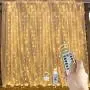 Curtain Lights, USB Copper Wire Curtain Light 3M 3M 300 LEDs Fairy Curtain Lights With 8 Modes Window Curtain String Remote Control Backdrop Lights for Bedroom Patio In/outdoor Decoration Warm White