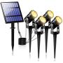 T-SUNUS 3W Solar Spotlights, IP65 Waterproof Outdoor Solar Lights Landscape Lighting Wall Light Auto On/Off with 4 Warm White Spot Lamp for Tree,Patio, Yard, Garden
